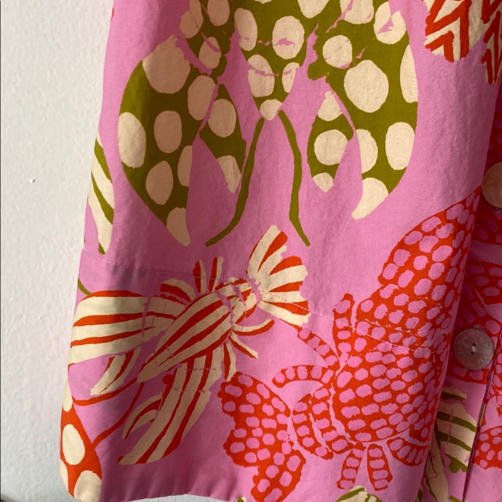 Anthropologie Farm Rio Mixed Lobsters Pink Ruffle Sleeve Mini Dress S - Picture 14 of 14